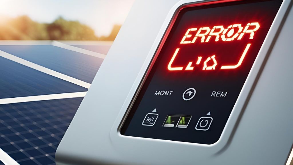 Solar inverter display showing a generic error code